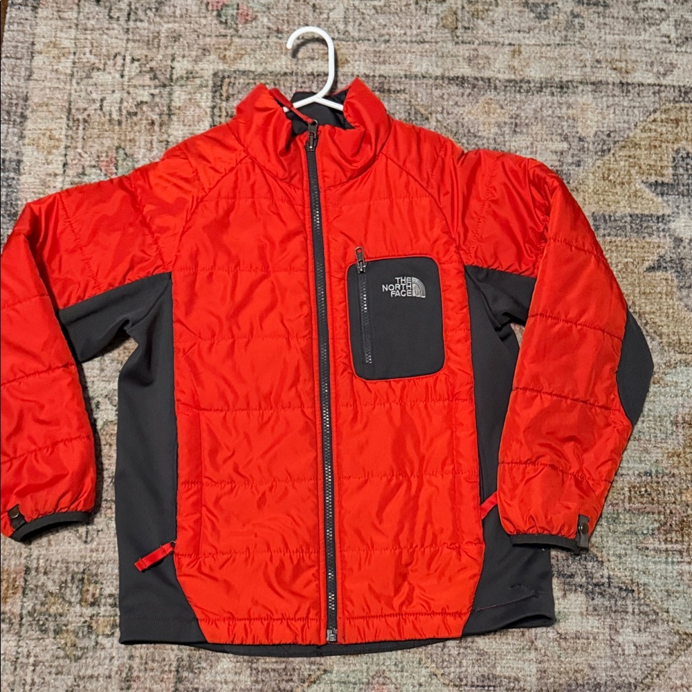 The North Face Kids Red and Gray Puffer Jacket